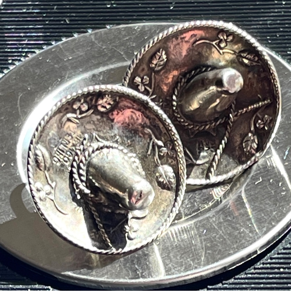 Vintage Mexican Detailed Sombrero Screw Back Earrings Sterling Silver 925